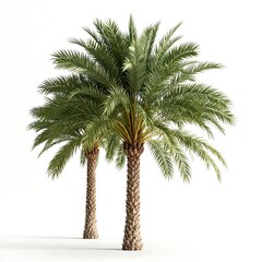 Obraz premium Two palm trees against white background
