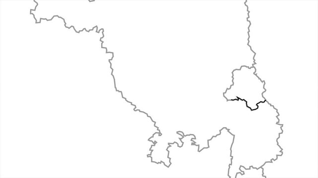 Aerial view of Delhi and the capital New Delhi animation on white background, Delhi India Asia State Map Outline, Explore Delhi geography map