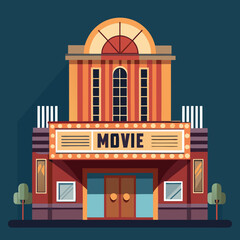 Movie Theater Building Vector Illustration