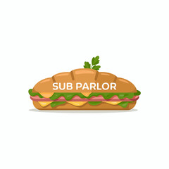 Delicious Sub Sandwich with Fresh Ingredients Vector Illustration Perfect for Restaurant Menus and Food Advertisements Sub Parlor