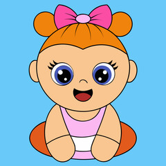 Cute Baby Girl Cartoon Vector Illustration