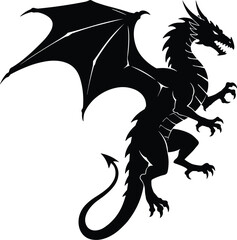 Majestic Collection of Colorful Dragons in Flight: A Flat Vector Illustration for Fantasy and Gaming Assets - Cad Drawing.