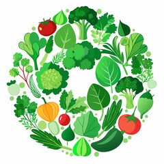 Vegetable Wreath Vector Illustration