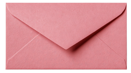 Opened pink paper envelope mockup isolated on transparent background, high-resolution PNG cutout ideal for stationery design, wedding invitations, branding presentations and product mockups