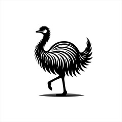 Obraz premium Stylized black silhouette of an emu bird