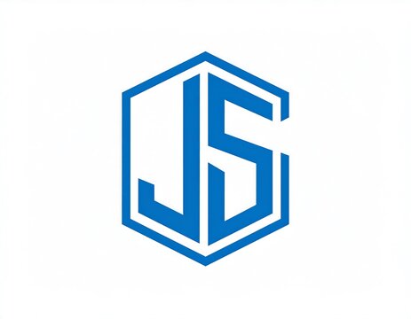 Blue monogram initials inside a hexagon