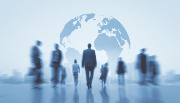 Global business network concept showcasing international trade, finance, and corporate growth through digital innovation, connectivity, and multinational collaboration