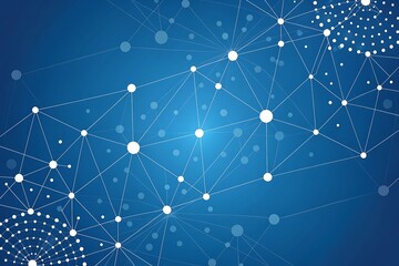 Abstract blue network connections and glowing nodes
