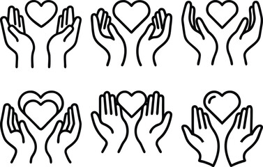 Caring Hands Holding Heart Love Charity Donation Graphic