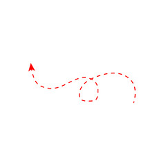Red Dashed Arrow Line Pointing Upper Left – Vector Directional Icon
