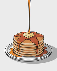 Stack of Pancakes with Syrup and Butter