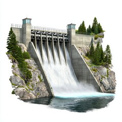 Hydroelectric Dam Water Release in Mountainous Region