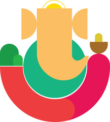 Ganesh Chaturthi Geometric Lord Ganesha illustration for logo or icon
