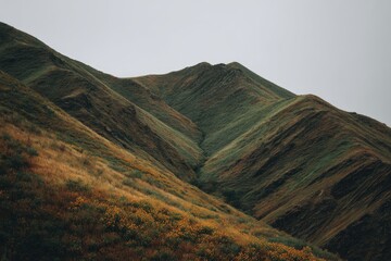 Mountain slopes with varied colors and textures