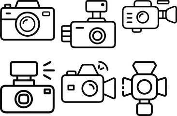 Photography Equipment Icons Digital Camera Video Camera Gadgets