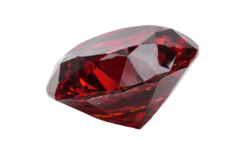 A red diamond is sitting on a white background