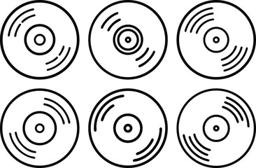 Vinyl Record Icons Music Collection Retro Design Elements