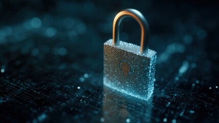 security risk cybersecurity A locked padlock icon over a digital interface, symbolizing the importance of cybersecurity in preventing security risks.