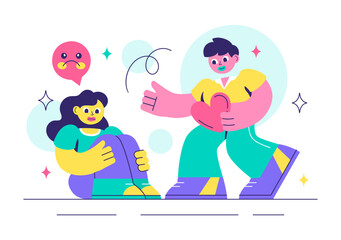 Emotional Intelligence Vector Illustration featuring Controlling Feelings and Emotions with Logical Thinking, Empathy, Social Skills and Mental Health