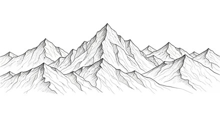 Artistic monochrome landscape of sharply defined mountain range peaks