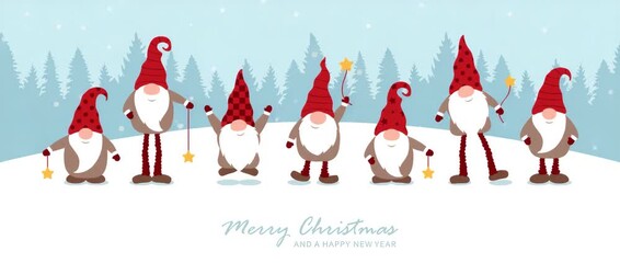 cute funny dancing christmas dwarf in winter illustrated animation - Powered by Adobe