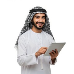 Man of Saudiarab looking at his tablet