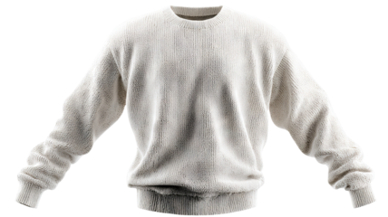 Crumpled knitted sweater isolated on transparent background — high-resolution PNG cutout ideal for apparel mockups, e-commerce product pages, fashion branding, collage, and digital design