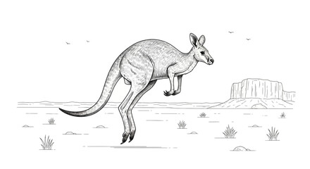 Obraz premium Enigmatic illustration of a kangaroo bounding across the Australian outback