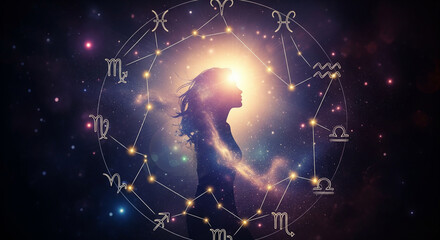 Astrolo-gical zodiac sign wheel