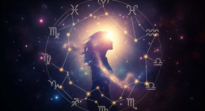 Astrolo-gical zodiac sign wheel