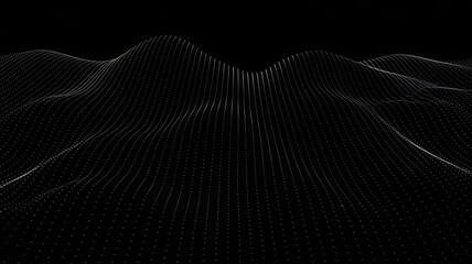 Abstract digital representation of a mountainous landscape with a textured shimmering and dark aesthetic