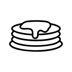 Black and White Outline Pancake Stack Icon with Syrup for Breakfast and Café Themes