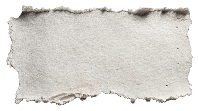 Torn paper mockup — high-resolution isolated PNG with realistic ripped edges and soft shadows on transparent background, versatile cutout template for collage, scrapbook, poster and social media