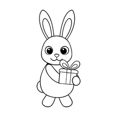 Obraz premium black outline printable bunny smelling a flower