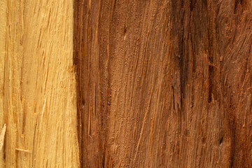Obraz premium Macro wood texture,Close-Up of Dark Wood Texture with Deep Grooves,Old wood textured background. Dark driftwood surface, burnt wood brushing, macro brown floor