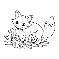 Obraz premium printable fox digging a hole black outline