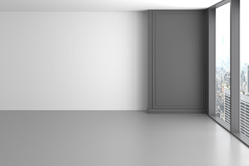 Modern empty room with minimal space. 3D rendering