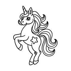 Fototapeta premium printable unicorn blowing sparkles black outline