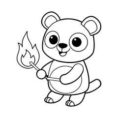 Obraz premium printable bear holding a balloon black outline