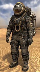 Fototapeta premium Worn Spacesuit in a Desert Landscape