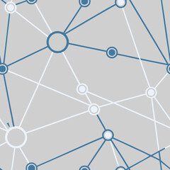 Abstract seamless pattern of connected nodes on gray background, tech network wallpaper design