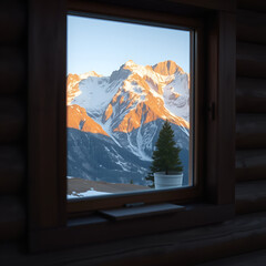 Fototapeta premium mountain hut window isolated