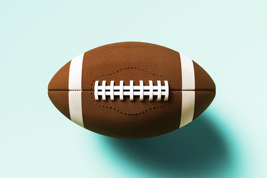 American football ball mockup isolated on clean background for branding or sport design presentation and product display concept promotion. 3D Rendering