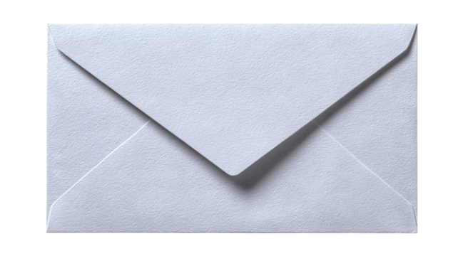 White envelope with closed flap — high-resolution isolated PNG cutout on transparent background for invitations, letters, stationery mockups, branding presentations, scrapbooking, and minimalist