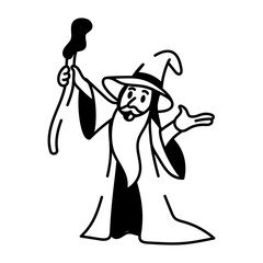 A sketchy style icon depicting wizard

