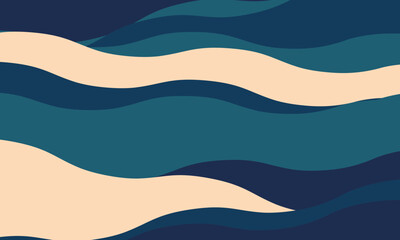 Abstract calming ocean wave pattern.  Stylish teal and beige color palette evokes serenity and fluidity.