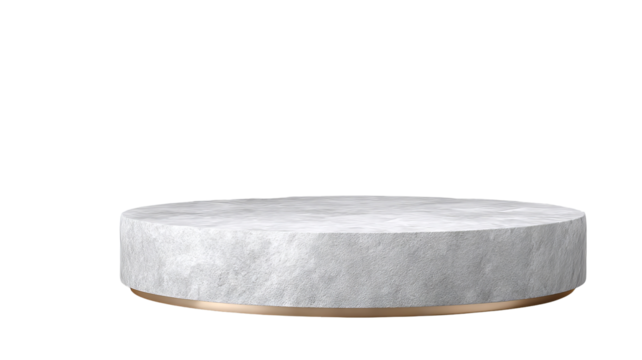 White stone podium platform on transparent background — high-resolution PNG cutout of a minimal natural rock pedestal for cosmetics and skincare product display, empty stage mockup for branding