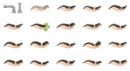 Various eyebrow shapes illustration