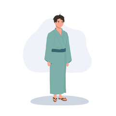 asian male in yukata japanese summer kimono traditional festival cultural clothing
