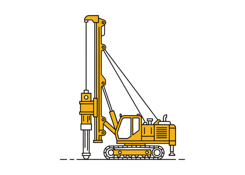 pile driver construction machine vector illustration